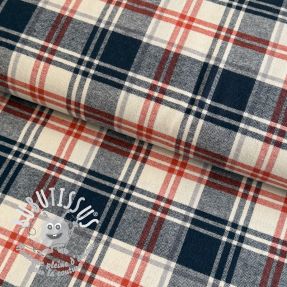 Tissu coton YARN DYED BRUSHED Check Mia navy