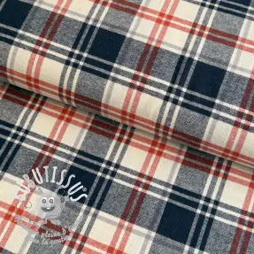 Tissu coton YARN DYED BRUSHED Check Mia navy