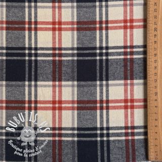Tissu coton YARN DYED BRUSHED Check Mia navy