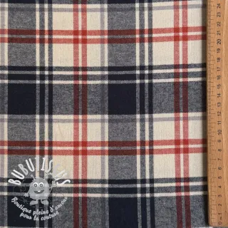 Tissu coton YARN DYED BRUSHED Check Mia navy