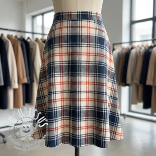 Tissu coton YARN DYED BRUSHED Check Mia navy