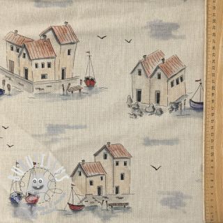 Tissu déco Linenlook Seaside House View digital print