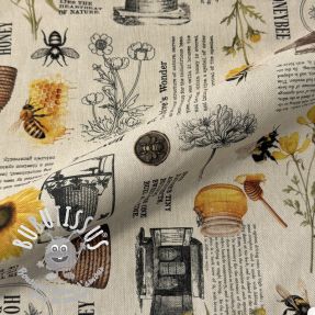 Tissu déco Linenlook Bee Honey Recipe digital print