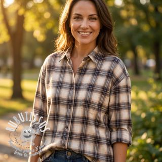 Tissu coton YARN DYED BRUSHED Check Tim beige