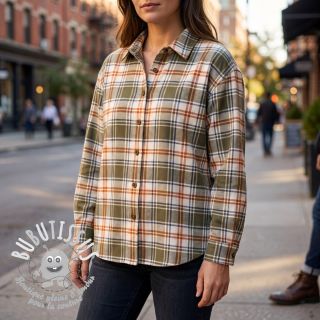 Tissu coton YARN DYED BRUSHED Check Mia olive