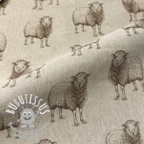 Tissu déco Linenlook Pen Drawing Sheep digital print