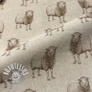 Tissu déco Linenlook Pen Drawing Sheep digital print