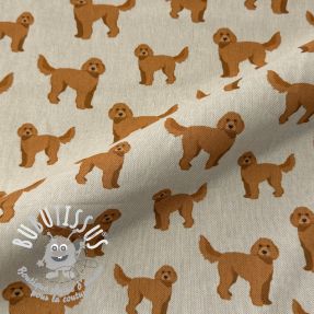 Tissu déco Linenlook Labradoodle Dog Love digital print