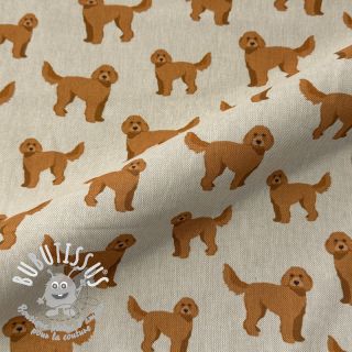 Tissu déco Linenlook Labradoodle Dog Love digital print