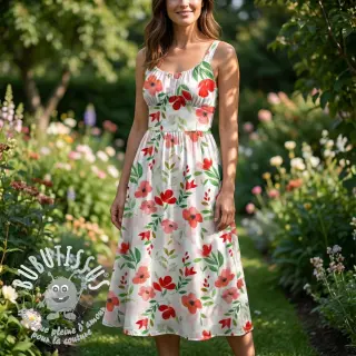 Viscose RADIANCE Flowers Conie red digital print