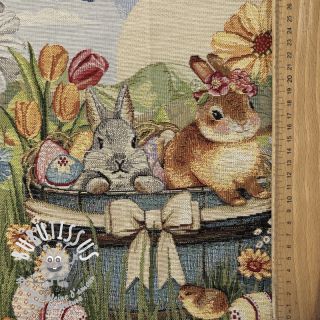 Tissu déco GOBELIN PREMIUM Floral Easter Bunny PANEL