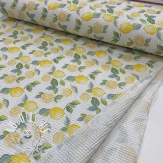 Tissu nid d’abeille Lemons digital print