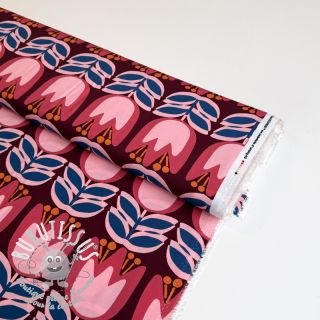 Viscose ECOVERO Flowers Celia burgundy