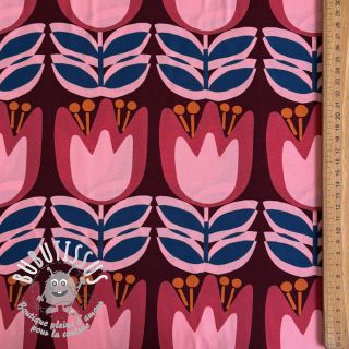 Viscose ECOVERO Flowers Celia burgundy