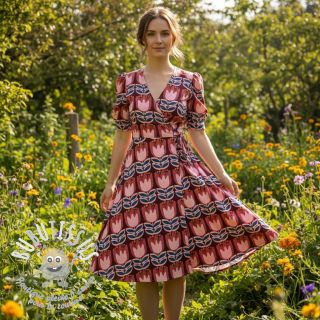 Viscose ECOVERO Flowers Celia burgundy