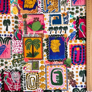 Tissu coton SATIN Summer patchwork digital print