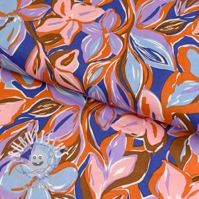 Tissu coton VISCOSE Flowers dark petrol