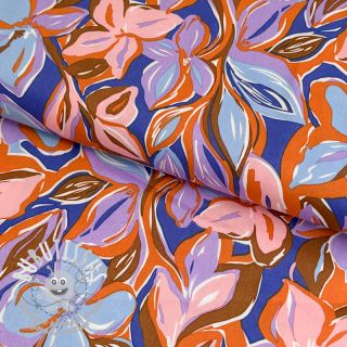 Tissu coton VISCOSE Flowers dark petrol