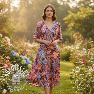 Tissu coton VISCOSE Flowers dark petrol