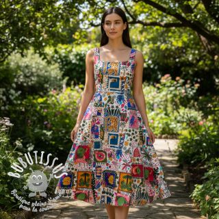 Tissu coton SATIN Summer patchwork digital print