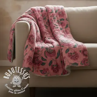 Tissu double gaze/mousseline STEPPED Flowers mauve