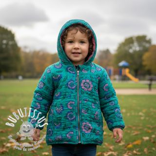 Tissu double gaze/mousseline STEPPED Flowers petrol