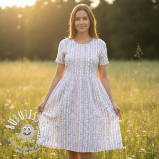 Tissu double gaze/mousseline Leaves in stripes digital print ORGANIC