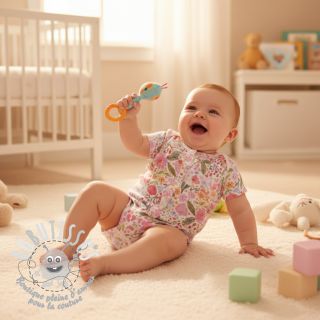 Tissu double gaze/mousseline Flowers pink dream digital print