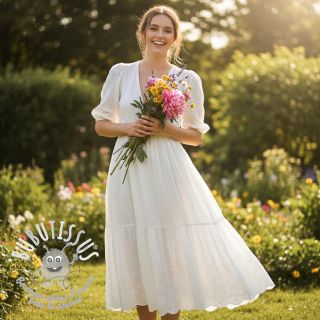 Tissu double gaze/mousseline BORDER Helene white