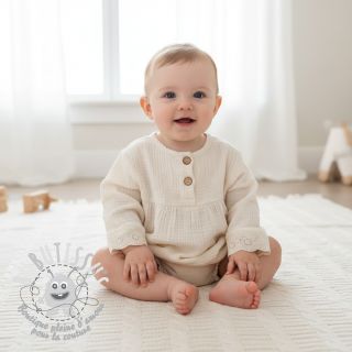 Tissu double gaze/mousseline BORDER Helene natural