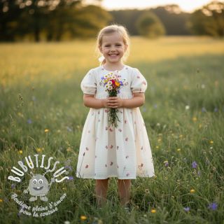 Tissu double gaze/mousseline EMBROIDERY Fruit peach SIMPLY NATURAL