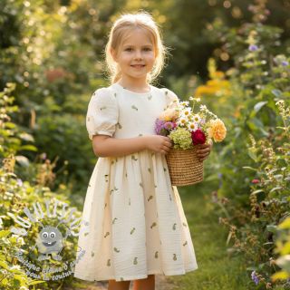 Tissu double gaze/mousseline EMBROIDERY Fruit green SIMPLY NATURAL