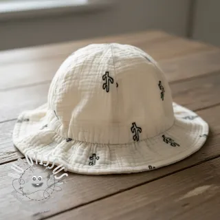 Tissu double gaze/mousseline EMBROIDERY Cactus SIMPLY NATURAL