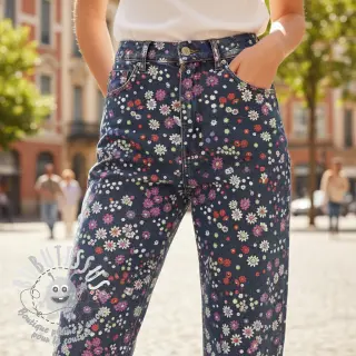 Tissu coton JEANS Hearts