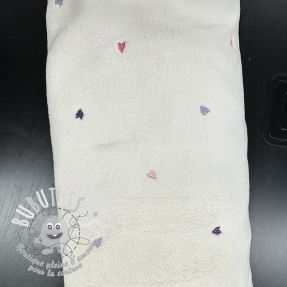 Tissu de manteau TEDDY EMBROIDERY Hearts ecru 2nd class