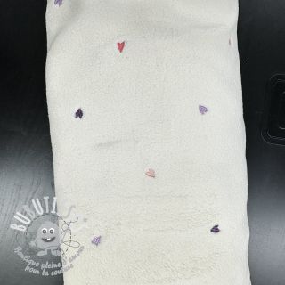 Tissu de manteau TEDDY EMBROIDERY Hearts ecru 2nd class