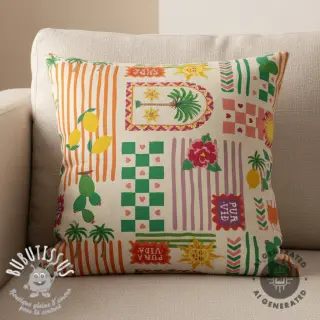 Tissu déco Linenlook Pura Vida Patch digital print
