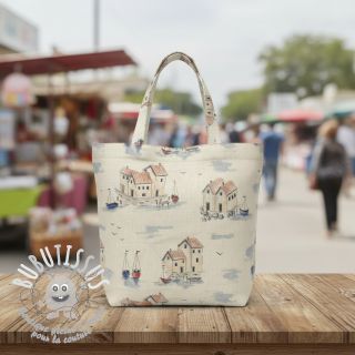 Tissu déco Linenlook Seaside House View digital print