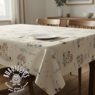 Tissu déco Linenlook Seaside House View digital print