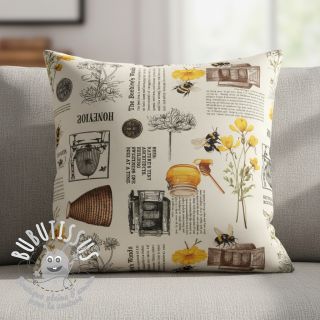 Tissu déco Linenlook Bee Honey Recipe digital print