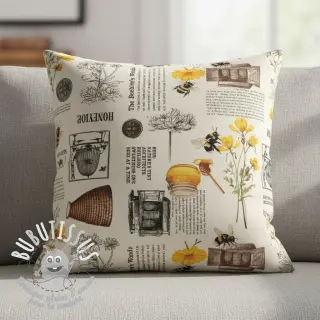Tissu déco Linenlook Bee Honey Recipe digital print