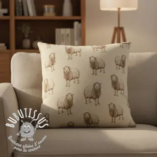 Tissu déco Linenlook Pen Drawing Sheep digital print