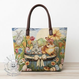Tissu déco GOBELIN PREMIUM Floral Easter Bunny PANEL