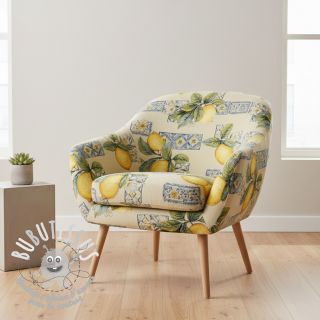 Tissu déco GOBELIN premium Citrus Lemon Azulejos