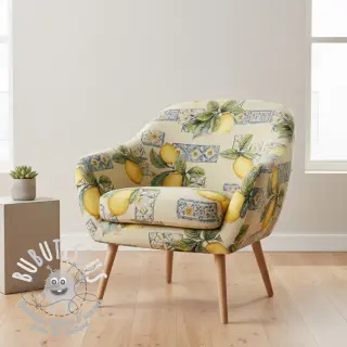 Tissu déco GOBELIN premium Citrus Lemon Azulejos
