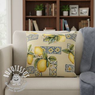 Tissu déco GOBELIN premium Citrus Lemon Azulejos