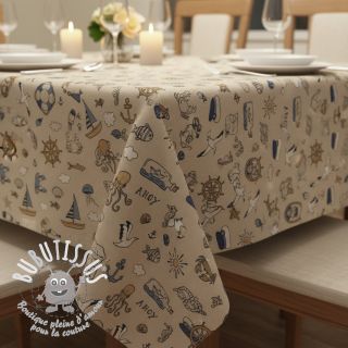 Tissu déco Linenlook premium Nautical Doodle