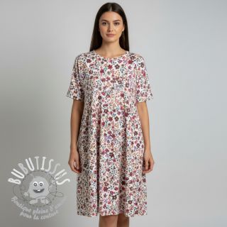 Jersey Flowers burgundy digital print ORGANIC