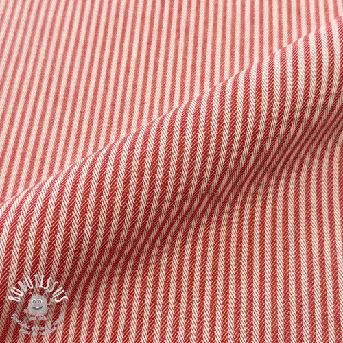 Tissu déco DOBBY Colored stripe poppy red
