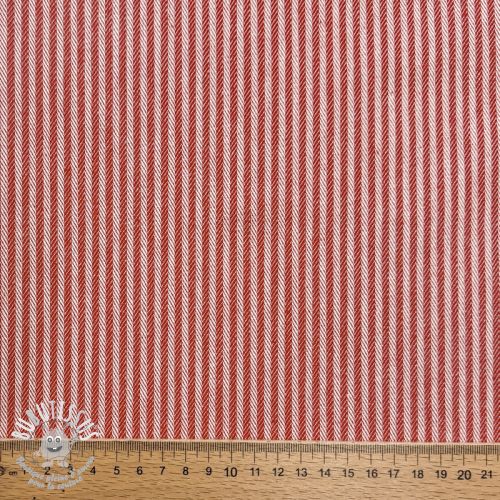 Tissu déco DOBBY Colored stripe poppy red